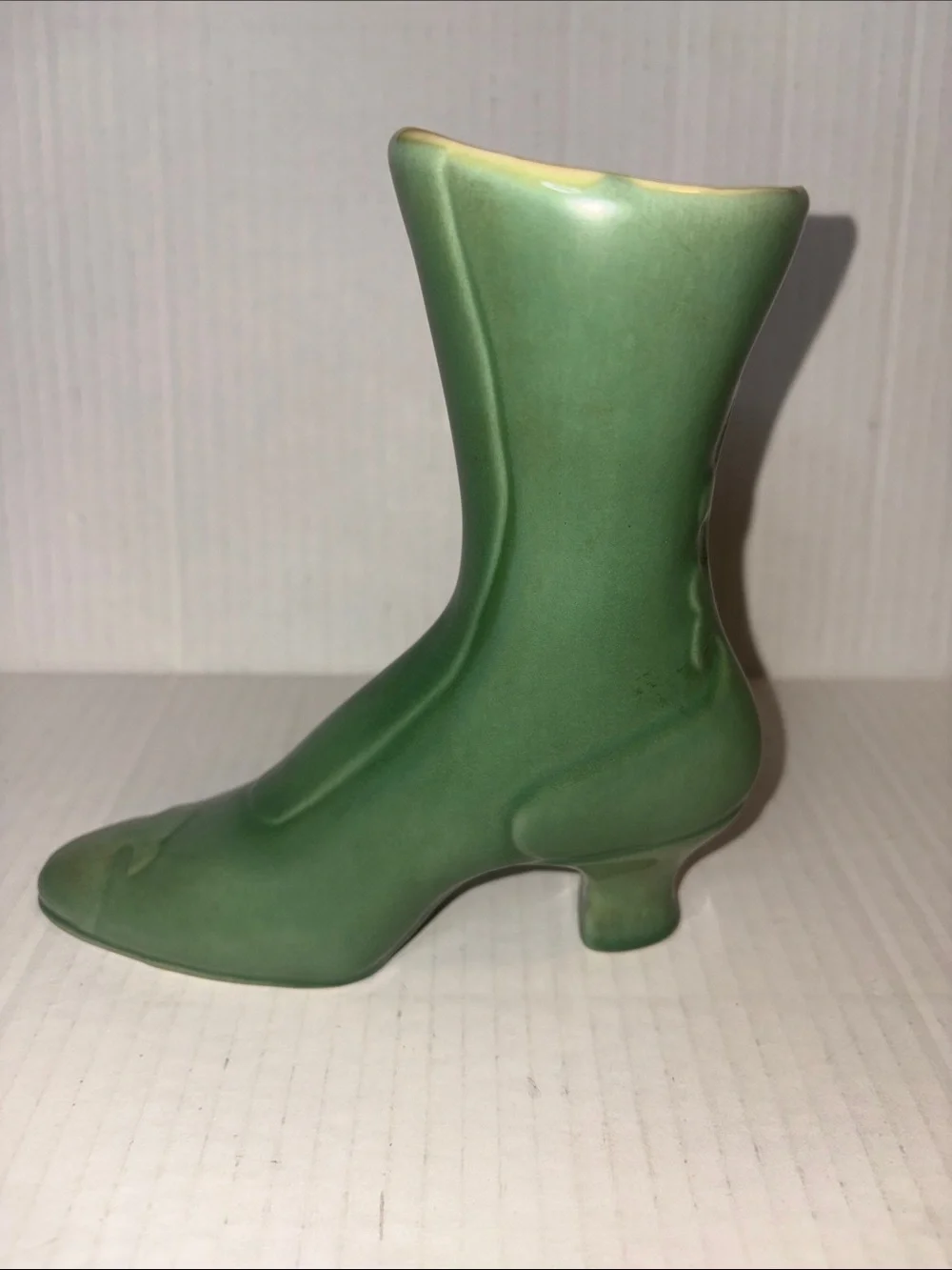 Red Wing USA 651 Pottery Vintage Shoe Vase Green